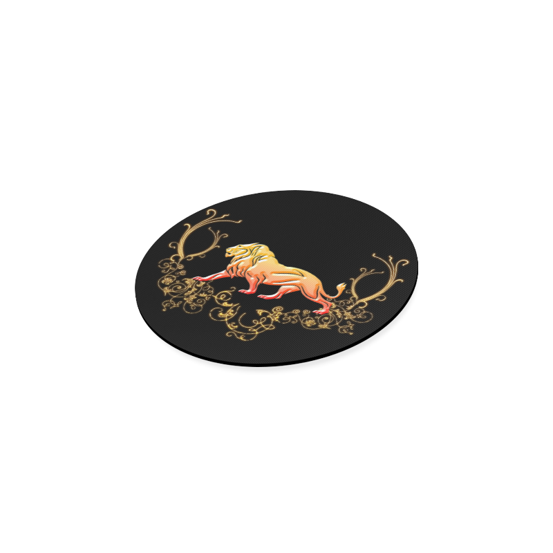 Awesome lion in gold and black Round Coaster