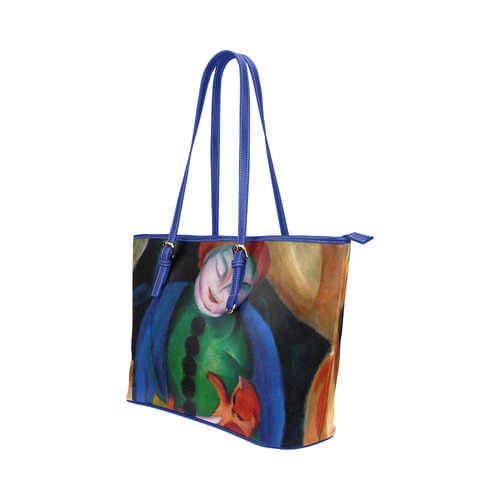 Girl With Cat II Leather Tote Bag/Large (Model 1651)