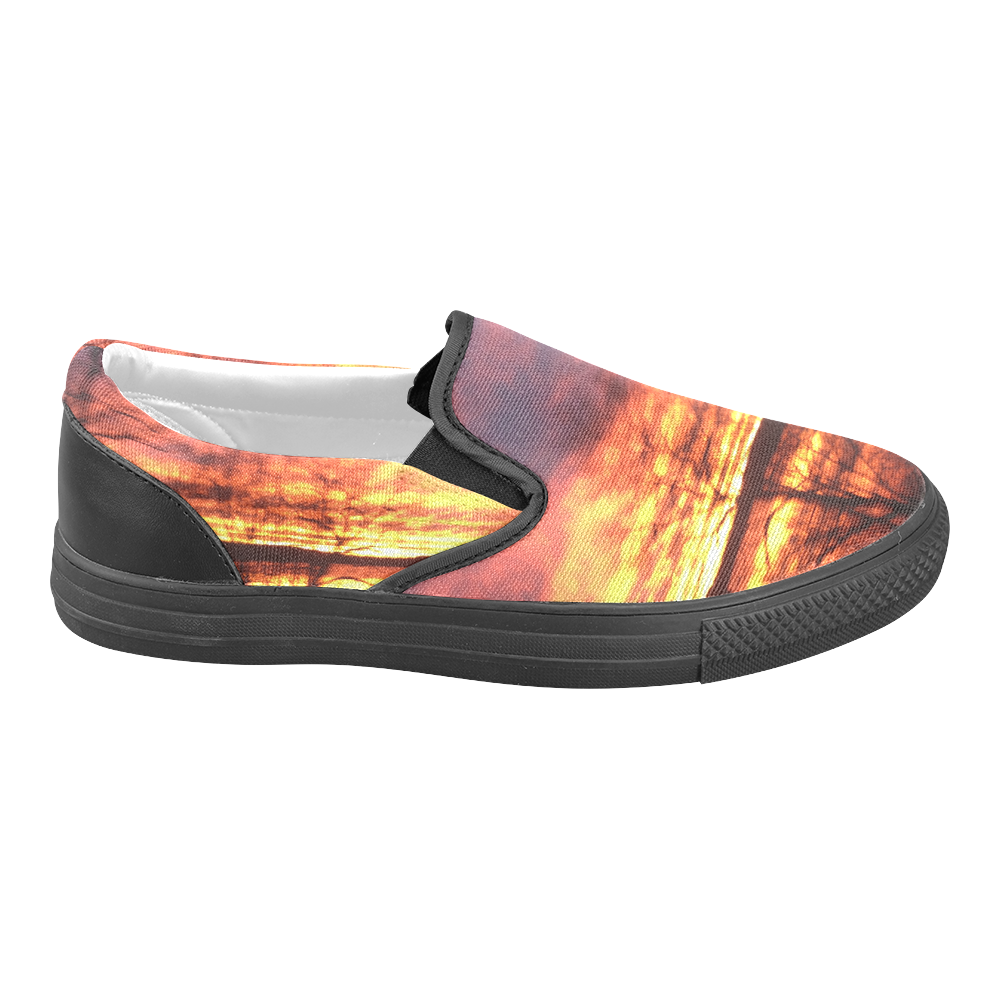 River Sunset Slip-on Canvas Shoes for Men/Large Size (Model 019)