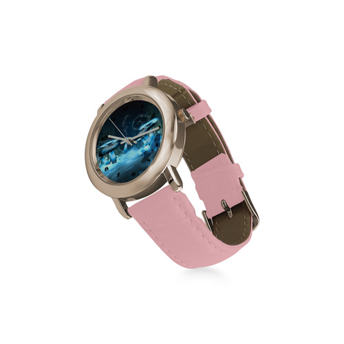 Blue Ice Fairytale World Women's Rose Gold Leather Strap Watch(Model 201)