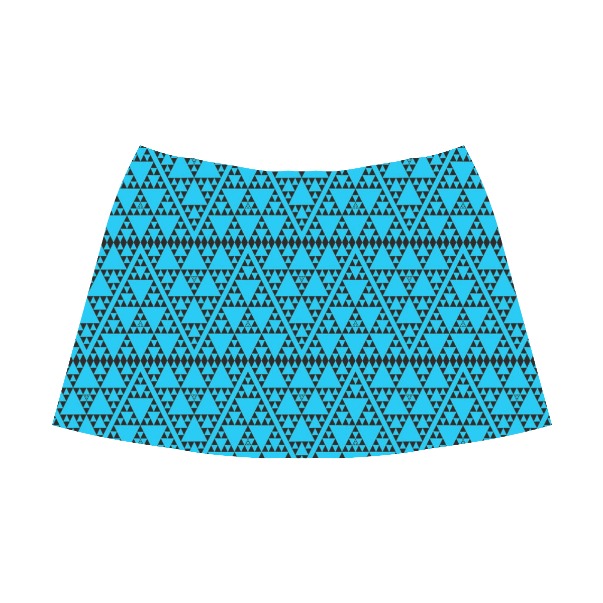 triangles in triangles pattern blk blue Mnemosyne Women's Crepe Skirt (Model D16)