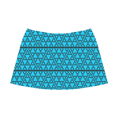 triangles in triangles pattern blk blue Mnemosyne Women's Crepe Skirt (Model D16)