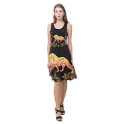Awesome lion in gold and black Atalanta Casual Sundress(Model D04)
