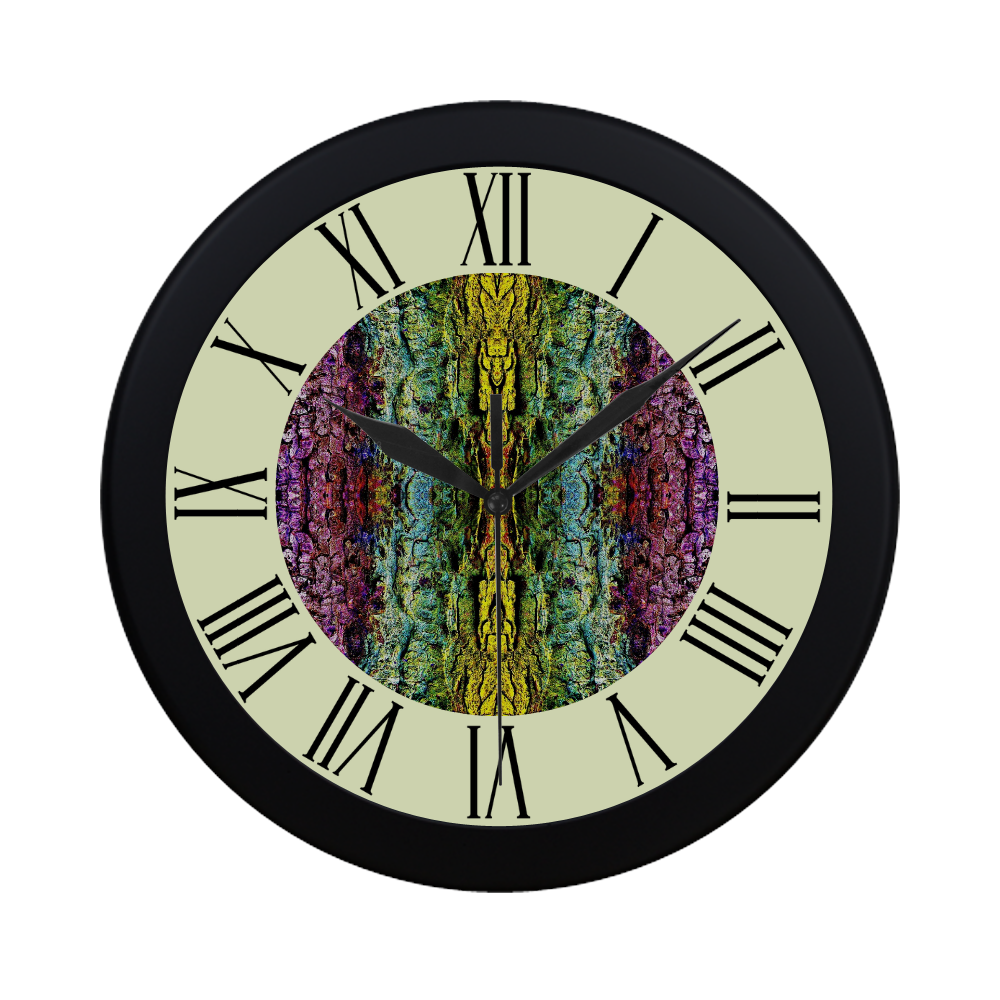 Abstract, Yellow Green, Purple watch circular roman numerals hand 3 Circular Plastic Wall clock