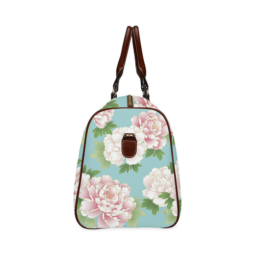 Beautiful Pink Peony Vintage Japanese Floral Waterproof Travel Bag/Large (Model 1639)