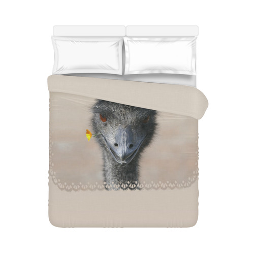 Happy Emu with Flower Duvet Cover 86"x70" ( All-over-print)