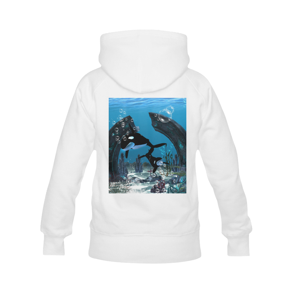 Amazing orcas , underwater world Men's Classic Hoodie (Remake) (Model H10)
