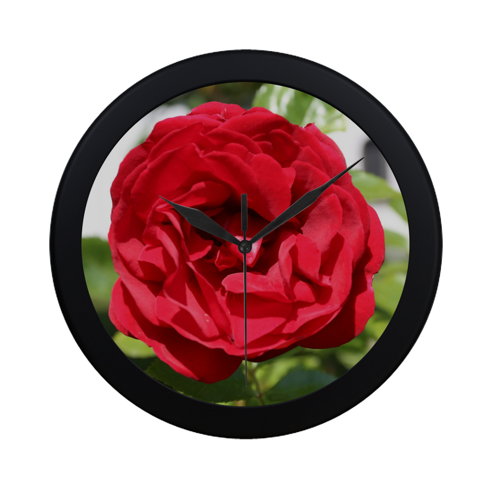 Red Rose Circular Plastic Wall clock