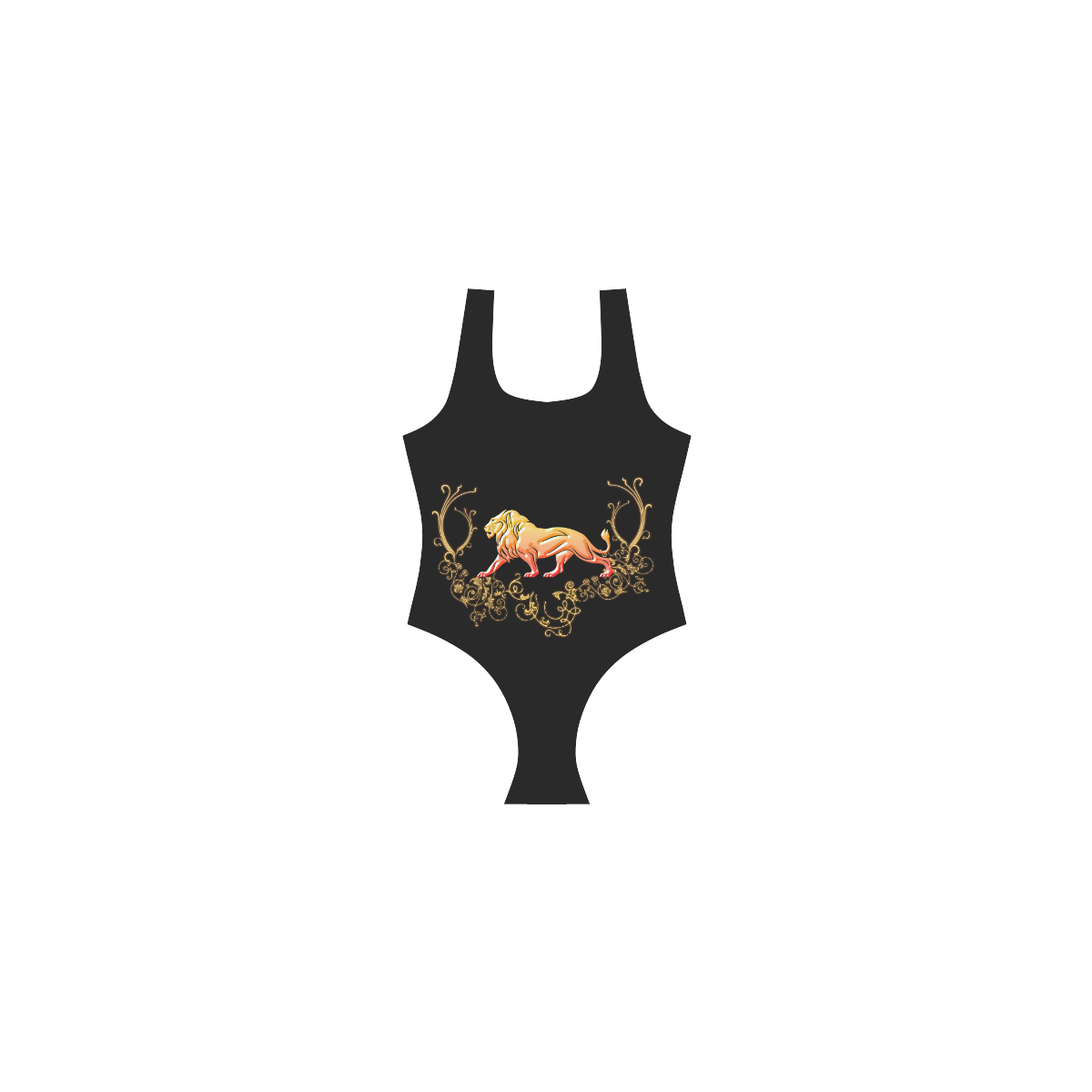 Awesome lion in gold and black Vest One Piece Swimsuit (Model S04)