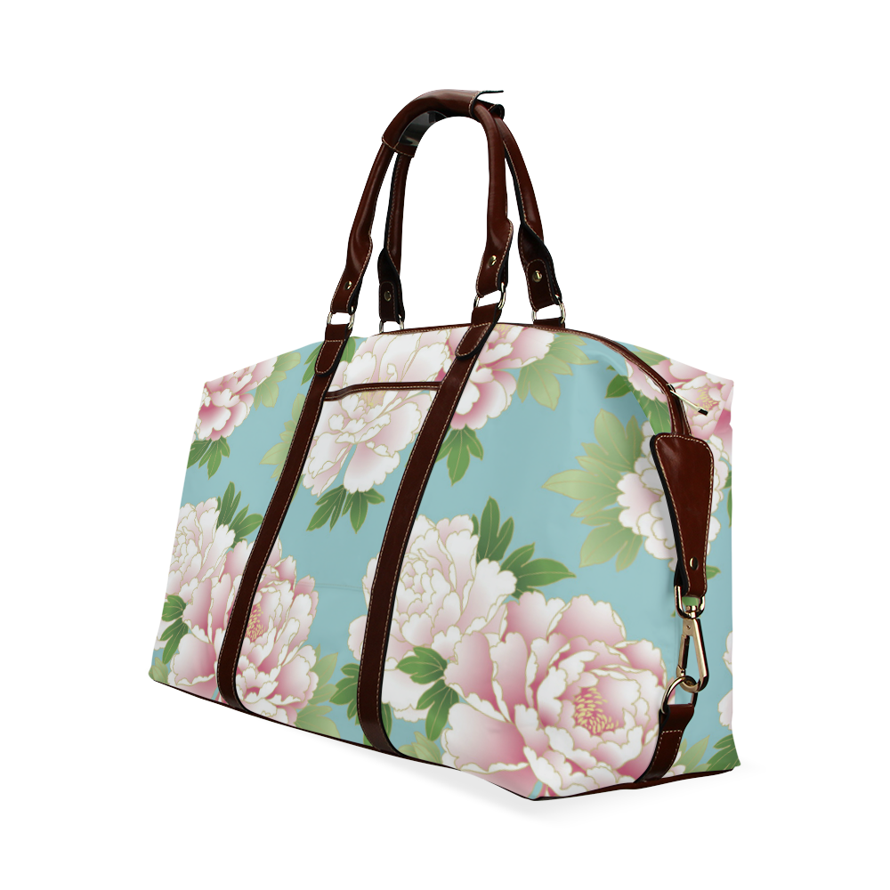 Beautiful Pink Peony Vintage Japanese Floral Classic Travel Bag (Model 1643) Remake