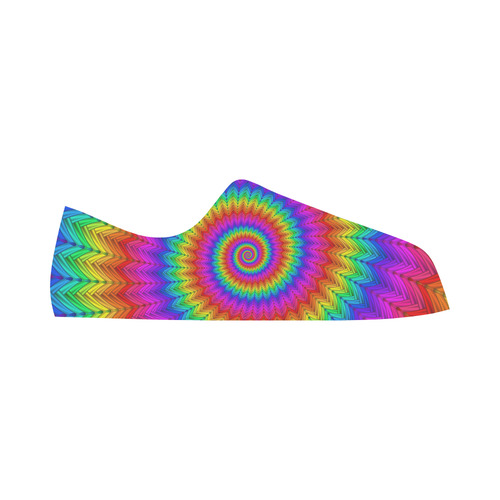Psychedelic Rainbow Spiral Fractal Microfiber Leather Men's Shoes/Large Size (Model 031)