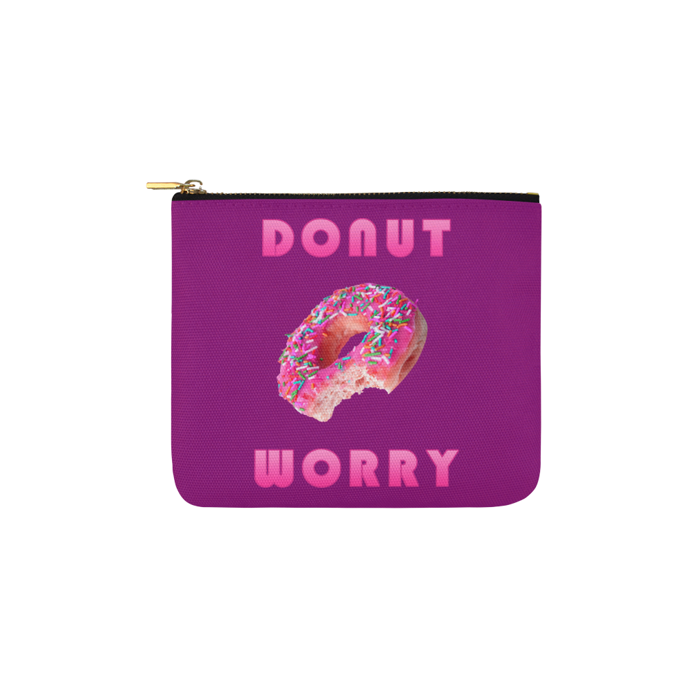 Funny Pink Do Nut Worry Pun Carry-All Pouch 6''x5''