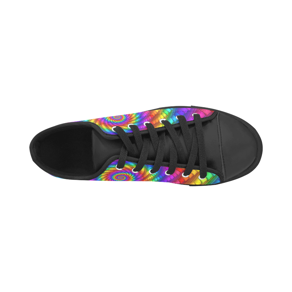 Psychedelic Rainbow Spiral Fractal Microfiber Leather Men's Shoes/Large Size (Model 031)