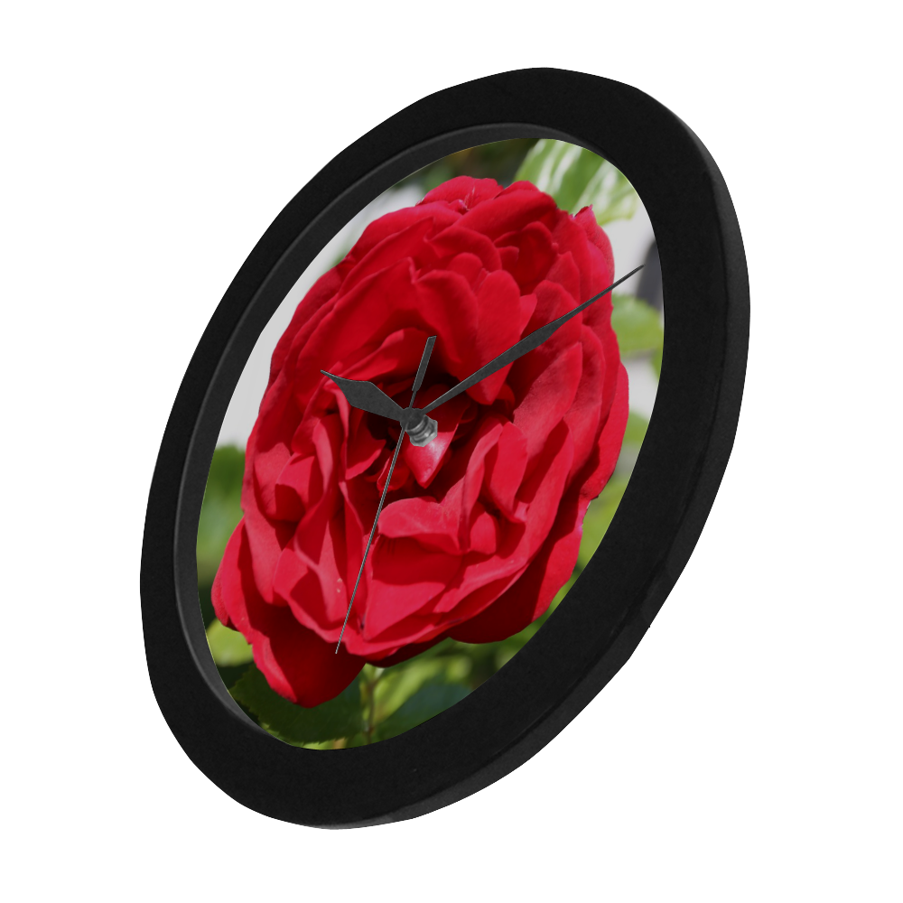 Red Rose Circular Plastic Wall clock