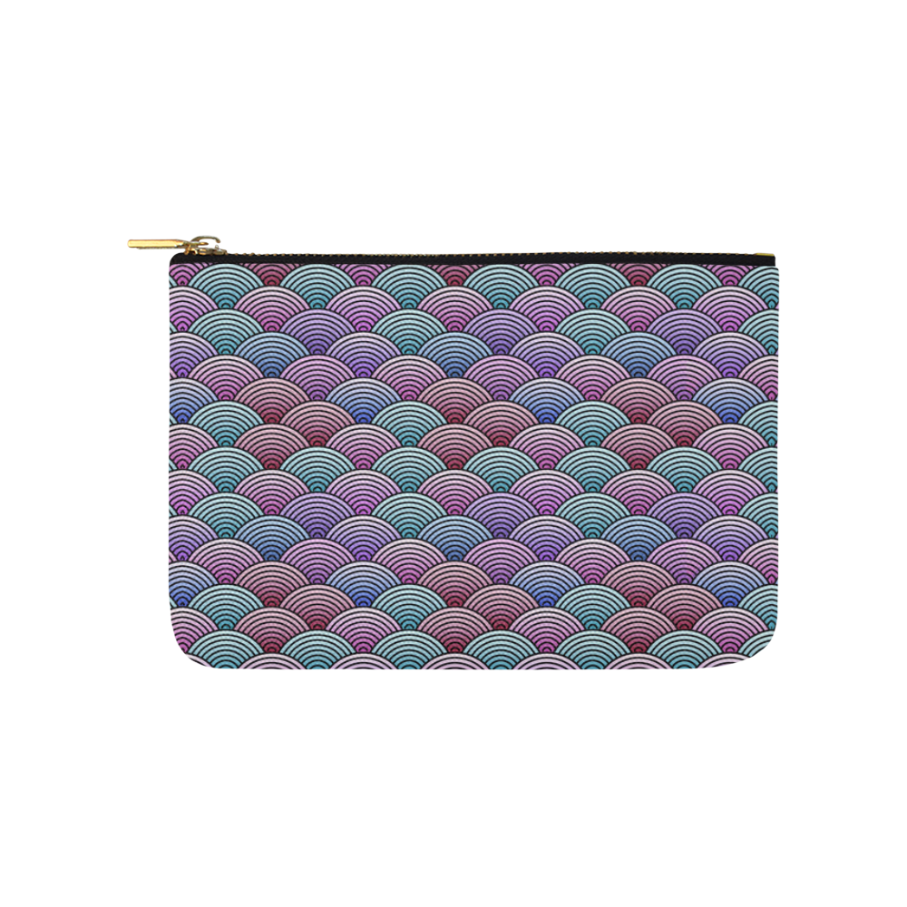 Colorful Oriental Concentric Circle Pattern Carry-All Pouch 9.5''x6''