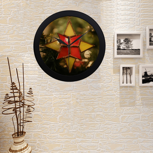 Vintage Christmas Star Ornament Circular Plastic Wall clock