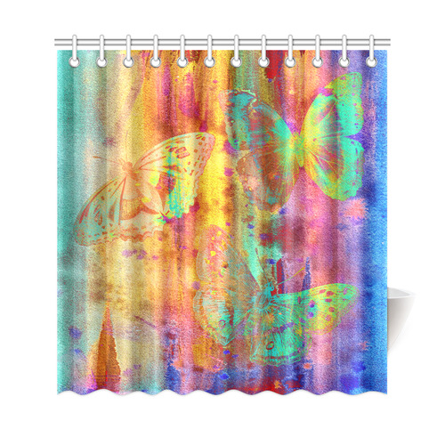 Colorful Butterflies Q Shower Curtain 69"x72"