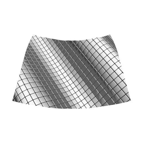 Abstract Metallic Silver Cubes Mnemosyne Women's Crepe Skirt (Model D16)