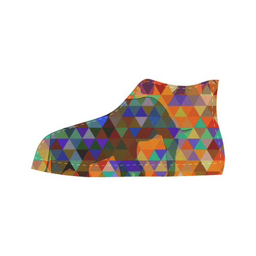 Modern Triangle Pattern Elephants Aquila High Top Microfiber Leather Women's Shoes (Model 032)