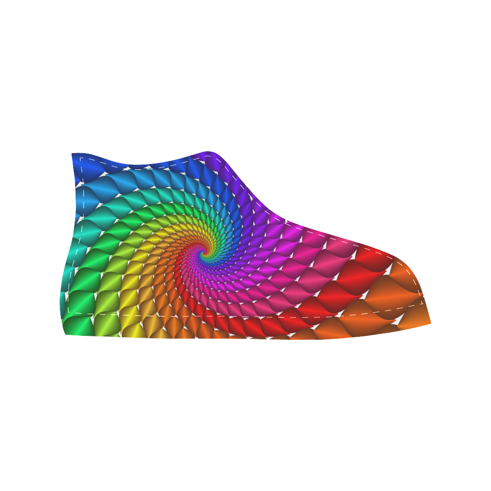 Psychedelic Rainbow Spiral Fractal Aquila High Top Microfiber Leather Men's Shoes (Model 032)