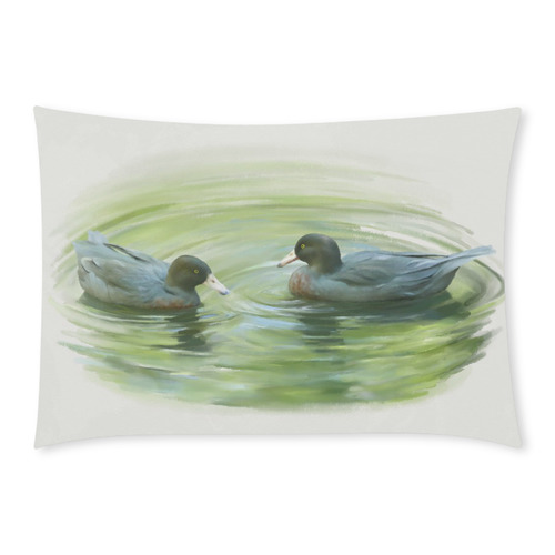 Blue Ducks in Pond, watercolors Custom Rectangle Pillow Case 20x30 (One Side)
