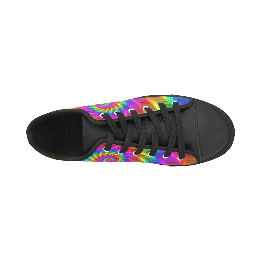 Psychedelic Rainbow Spiral Fractal Aquila Microfiber Leather Women's Shoes/Large Size (Model 031)