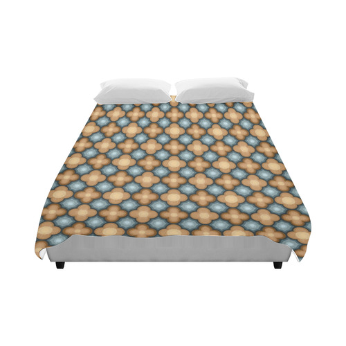 Brown and Blue Pattern Duvet Cover 86"x70" ( All-over-print)