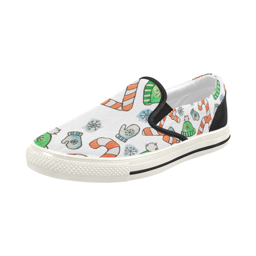 winter holidays Women's Slip-on Canvas Shoes (Model 019)