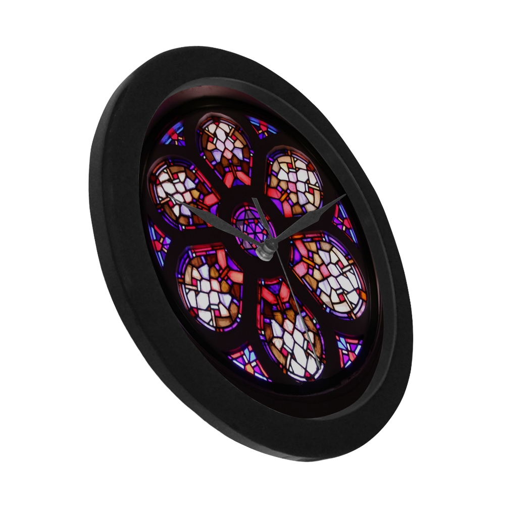 Purple Rosary Window Mandala Circular Plastic Wall clock