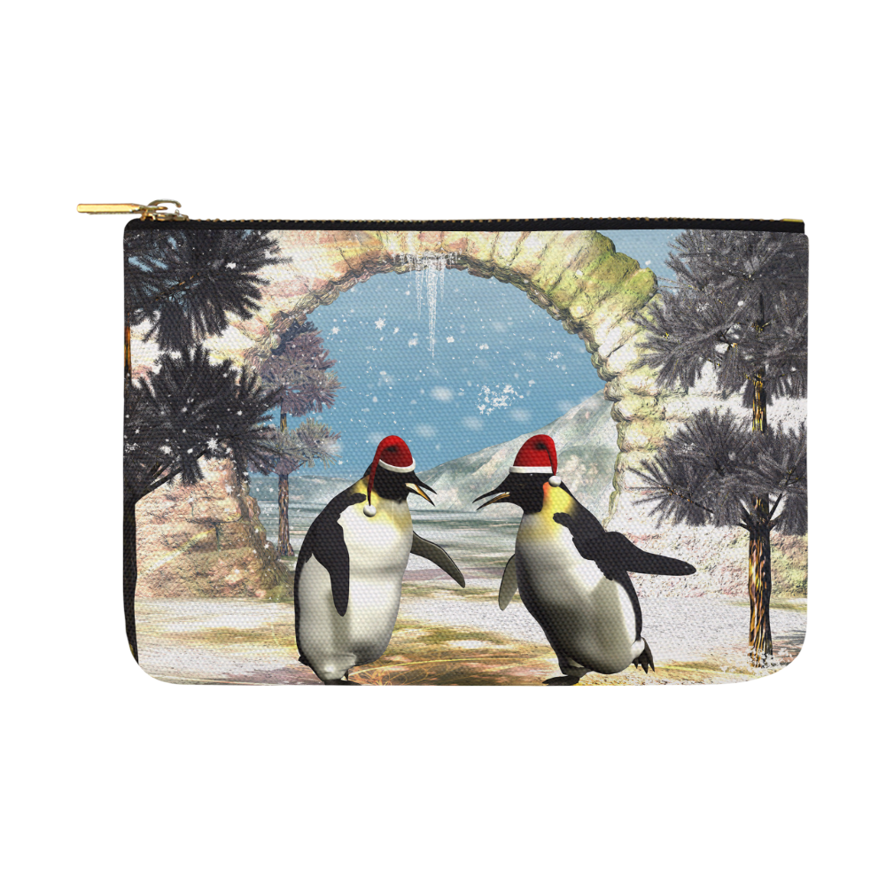 Funny penguins with christmas hat Carry-All Pouch 12.5''x8.5''