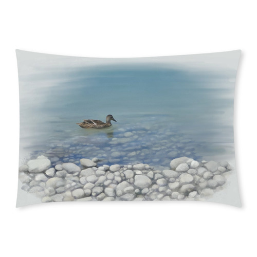 Swimming Duck, watercolor Custom Rectangle Pillow Case 20x30 (One Side)