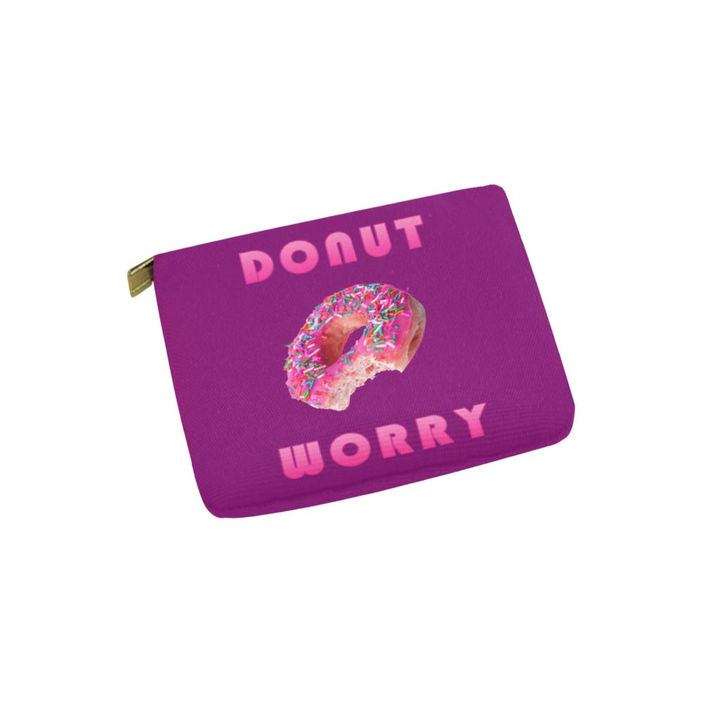 Funny Pink Do Nut Worry Pun Carry-All Pouch 6''x5''