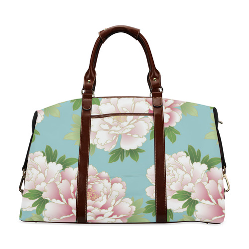 Beautiful Pink Peony Vintage Japanese Floral Classic Travel Bag (Model 1643) Remake