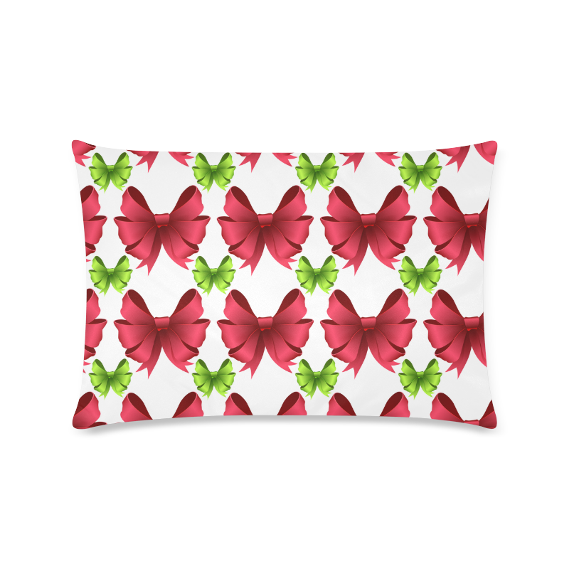 Holiday Bows Red and Green Custom Rectangle Pillow Case 16"x24" (one side)