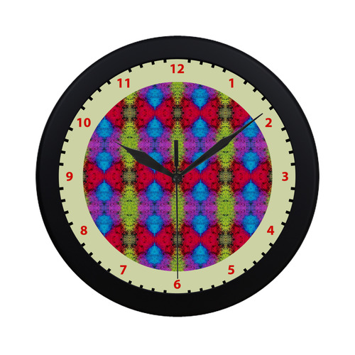 Colorful Painting Goa Pattern  watch circular number colorful hand 3 Circular Plastic Wall clock