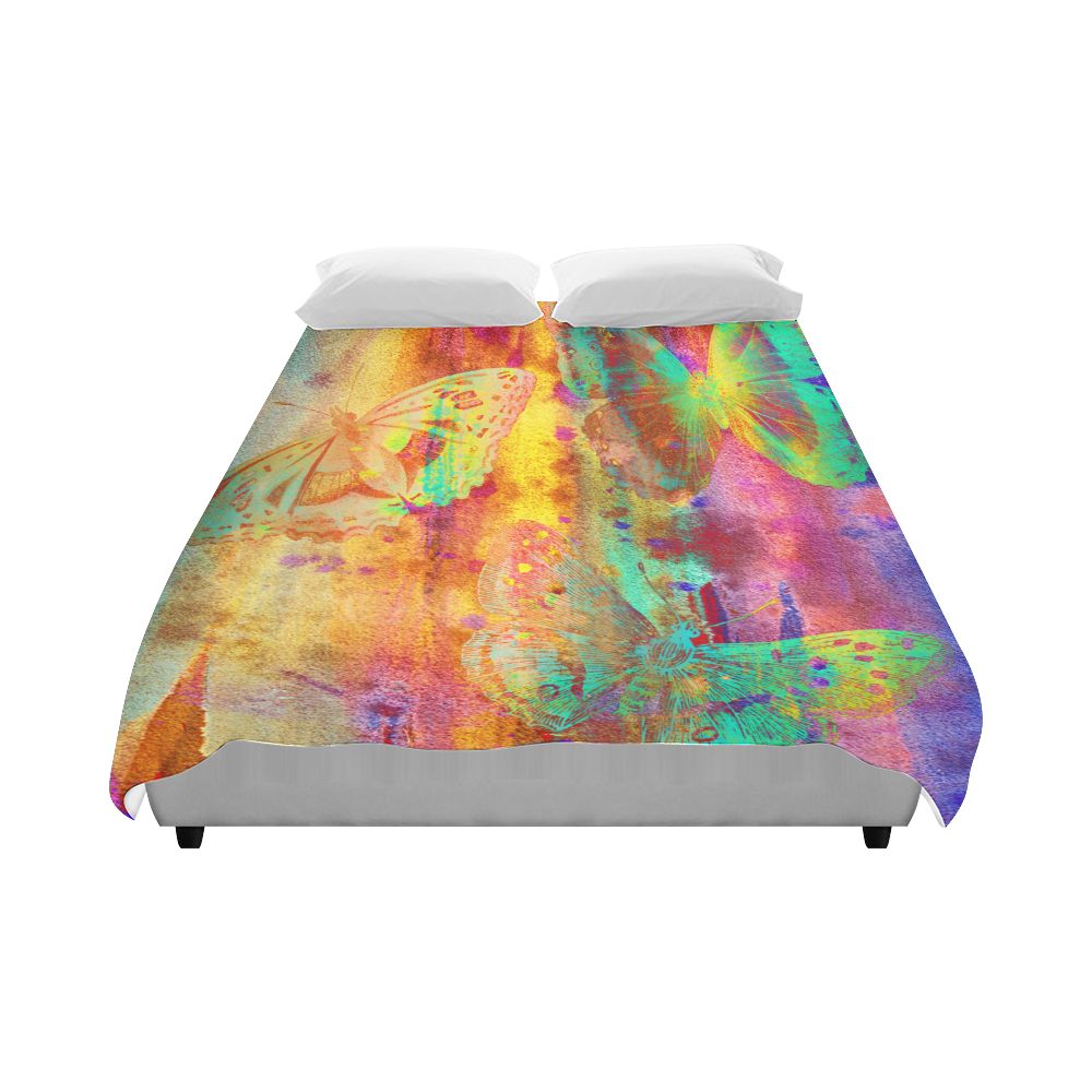 Colorful Butterflies Q Duvet Cover 86"x70" ( All-over-print)