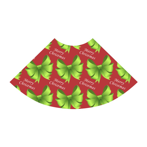 Merry Christmas Green Bows on Red Atalanta Sundress (Model D04)