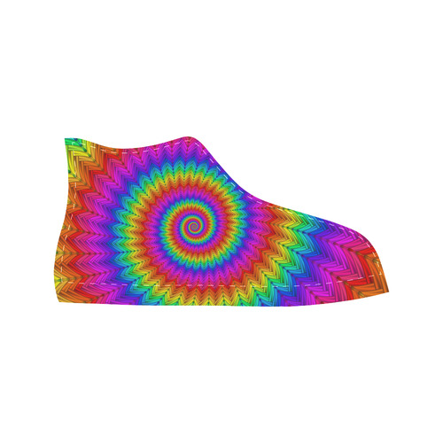 Psychedelic Rainbow Spiral Fractal Aquila High Top Microfiber Leather Women's Shoes/Large Size (Model 032)