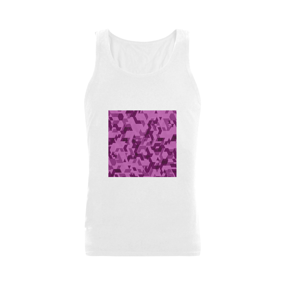 New in shop : Designers t-shirt / white purple Plus-size Men's Shoulder-Free Tank Top (Model T33)