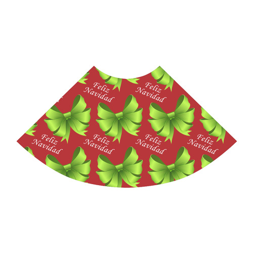 Feliz Navidad Green Bows on Red Atalanta Sundress (Model D04)