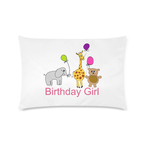 Birthday Girl Animals with Balloons Custom Rectangle Pillow Case 16"x24" (one side)