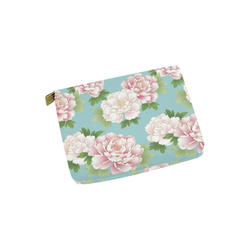 Beautiful Pink Peony Vintage Japanese Floral Carry-All Pouch 6''x5''