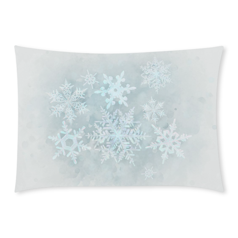 Snowflakes White and blue Custom Rectangle Pillow Case 20x30 (One Side)
