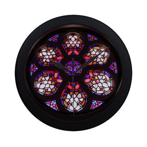 Purple Rosary Window Mandala Circular Plastic Wall clock