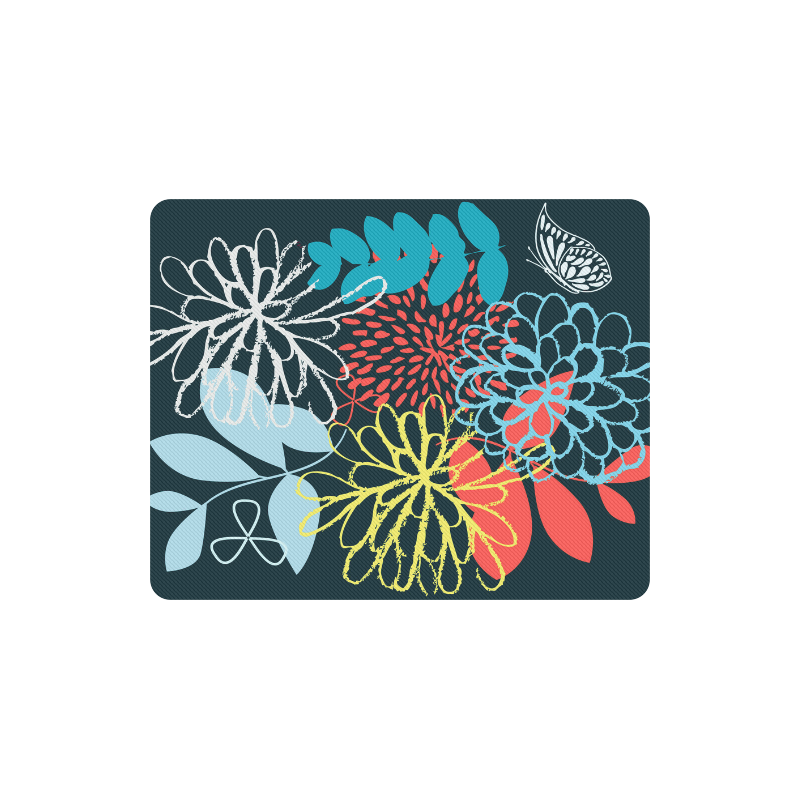 Colorful Abstract Flowers Butterfly Floral Rectangle Mousepad