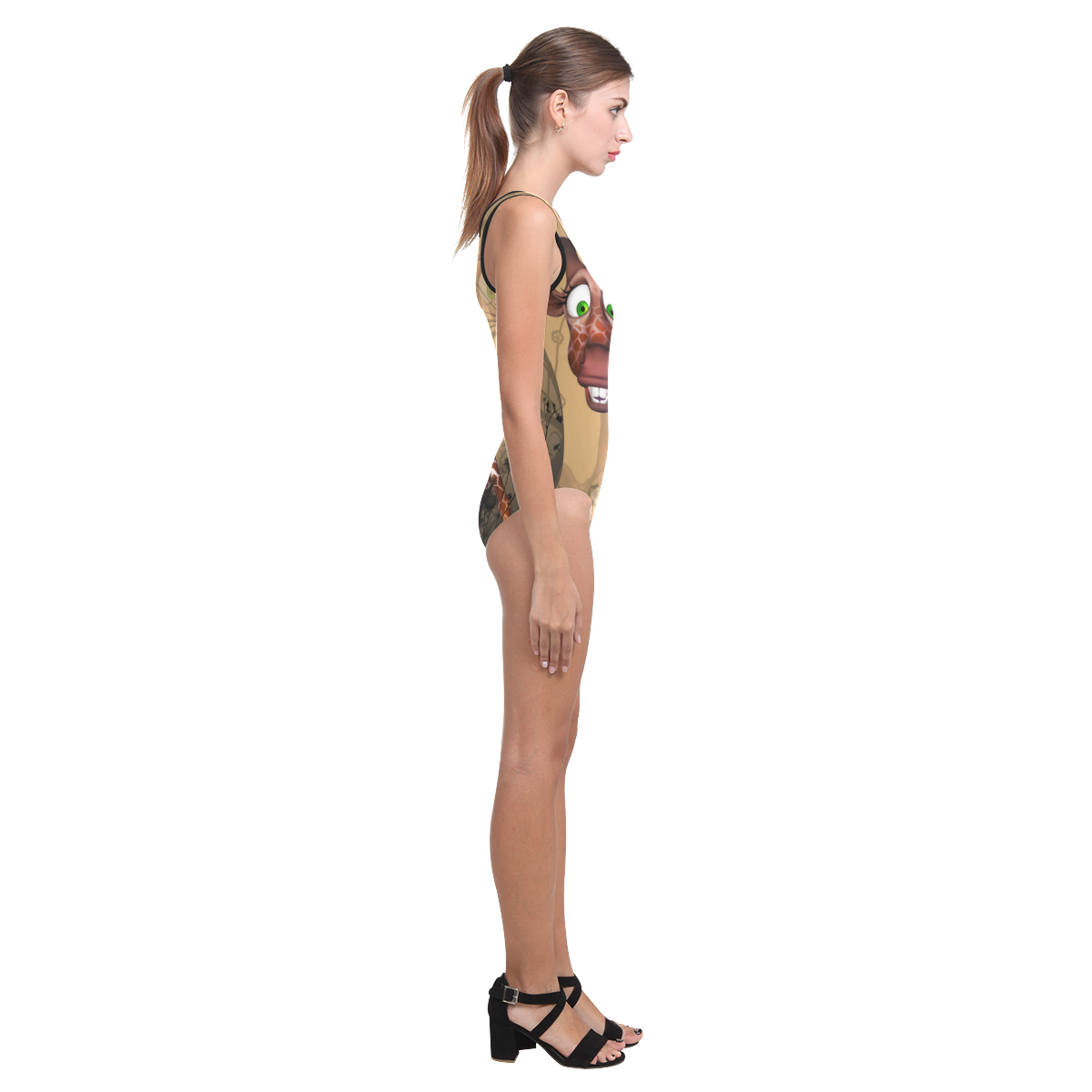 Sweet, cute giraffe Vest One Piece Swimsuit (Model S04)
