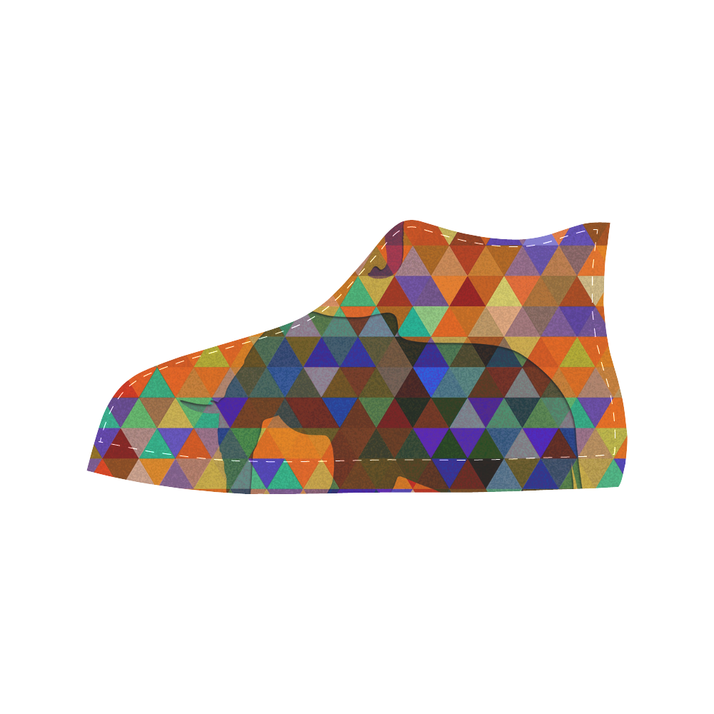 Modern Triangle Pattern Elephants Aquila High Top Microfiber Leather Women's Shoes/Large Size (Model 032)