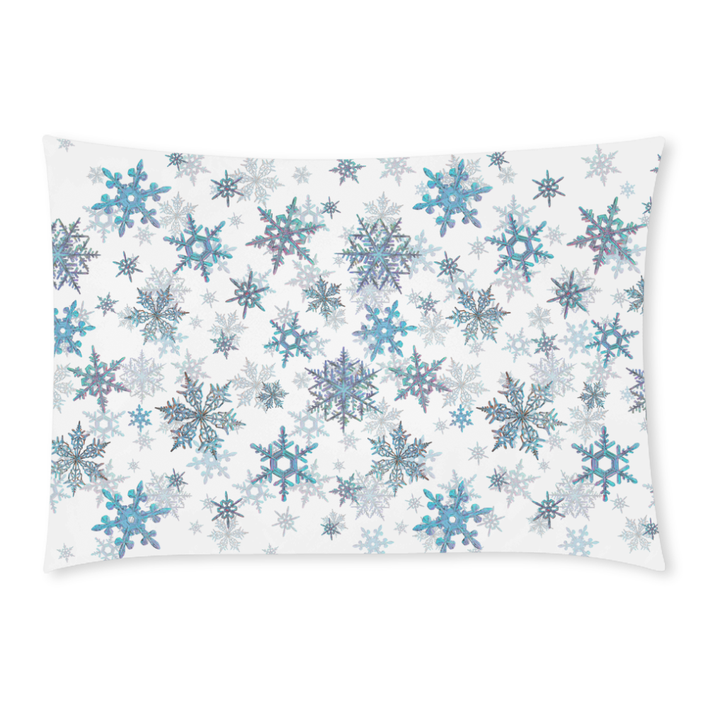 Snowflakes, Blue snow, stitched Custom Rectangle Pillow Case 20x30 (One Side)