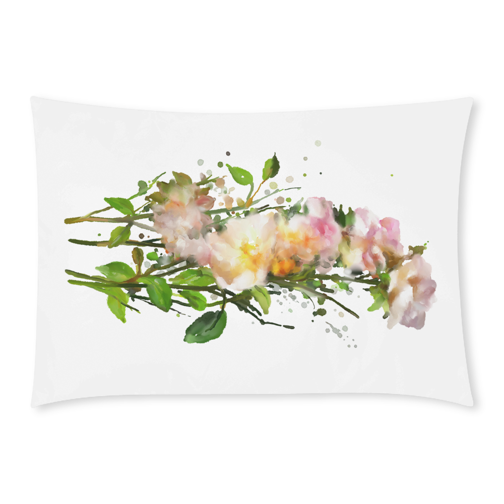 Watercolor Blend Roses Custom Rectangle Pillow Case 20x30 (One Side)
