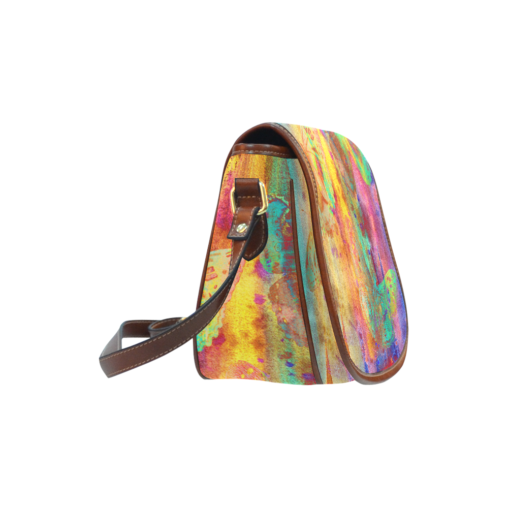 Colorful Butterflies Q Saddle Bag/Small (Model 1649) Full Customization